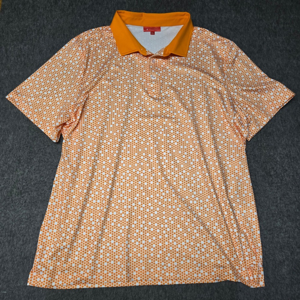 REDVANLY Golf Polo Shirt Mens XXL Orange White Dot Performance Stretch